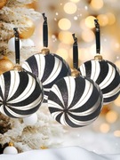 La Mania Home komplet bombek szklanych op-art 4 sztuki ręcznie malowane