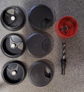 Przepusty kablowe do biurka 6szt, 60 mm, z otwornicą. Czarne