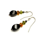 Fiolekart - Kolczyki, biżuteria artystyczna  - Swarovski, bursztyn, onyks