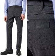 Wrangler GREENSBORO Charcoal proste grafitowe spodnie materiałowe W32 L32