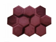 Panel ścienny hexagon bordowy 7 szt.