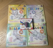 Zestaw 4 balonów 3D do malowania + kredki woskowe