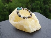 Pierścionek elastyczny Malachit Tanzanit Obsydian złoty Rękodzielo