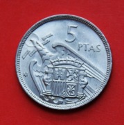 5 Peset    1957 r  -   Hiszpania  / gwiazdka  70 /    stan !!