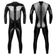 SEXY MĘSKI VINYLOWY KOMBINEZON ZAMEK W KROKU XXL 3XL