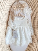 Sukienka na chrzest Aniela do chrztu boho muslin koronka 68