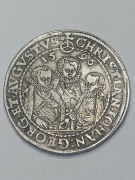 Moneta 1 talar z 1596r. Saksonia-Christian II,Georg I,August,PIĘKNY,stan:2-