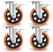 Zestaw 4 kółek/kółka warsztatowe do mebli, obrotowe, 150mm, udźwig 1000kg