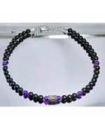 NASZYJNIK RUNA THORA KAMIEŃ ONYKS AMETYST MĘSKI DAMSKI STAL NIERDZEWNA 316L