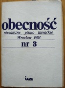 OBECNOŚĆ niezależne pismo literackie nr 3/1983