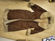 Skórzany kożuch damski vintage PRL barania skóra stan bardzo dobry