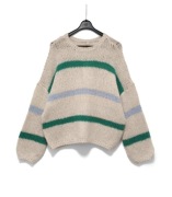 Sweter Luźny Oversize Puszysty Paski Beżowy Only |R. L