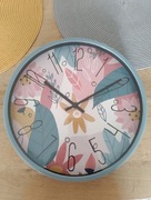 Zegar ścienny 30 cm okrągły kolorowy kwiaty