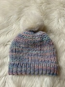 Czapka beanie z pomponem, zimowa, dziewczęca, pastelowa – rozmiar 52