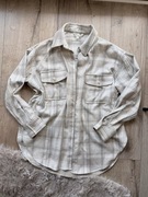 H&M flanelowa wierzchnia koszula s w kratę bezowa