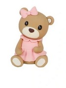 Figurka Miś różowa dekoracja 1szt. - ozdoba na tort urodzinowy 7 cm