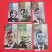 Zestaw 6 szt. banknotów Przywódcy Europy 5, 10, 20, 50, 100, 200 euro 2018
