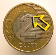 2 ZŁOTE 2021 MONETA [nr 138] > DESTRUKT > DUŻA NADLEWKA NA REWERSIE