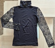 Półgolf czarny przezroczyste rękawy złote zdobienia M