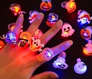 Halloween świecące pierścionki LED | Dynie, czaszki, pająki, nietoperze