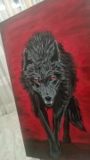 Obraz olejny na plotnie wilk 70 x 50cm