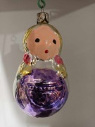 Bombka PRL stara kształtka babuszka lala dziewczyn