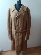 Klasyczny trencz Próchnik vintage ,karmelowy beż, płaszcz z paskiem
