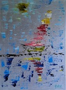 Obraz abstrakcja, łódka. 60x80 cm