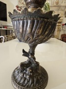 Stara unikatowa lampa naftowa – bogato zdobiona, mosiądz + kryształ