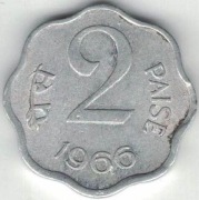 Indie 2 pajsy paise 1966 C - 20 mm - Kalkuta - nr 2
