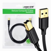 UGREEN US135 kabel do drukarki USB 2.0 A / USB 2.0 B pozłacany 2 m czarny