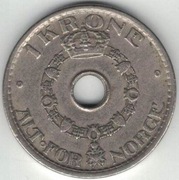 Norwegia 1 korona krone 1951 - 25 mm - stary typ - nr 2