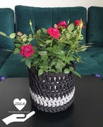 Osłonka doniczki ze sznurka bawełnianego czarna