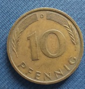 Moneta Niemcy 10 fenigów 1973 RFN 