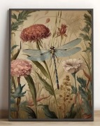 Plakat na materiale winylowym 40x60 cm Ważka i kwiaty