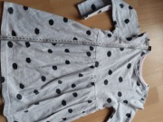 Sukienka długi rękaw jasny szary czarne geoszki