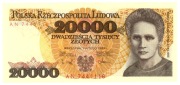 188. 20000 Maria Skłodowska Curie Seria AN Stan 1 UNC Bardzo Ładne