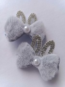 spinki z kokardkami i uszami. Kolor: Niebieski