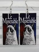 Kolczyki Le Miserable Grumpy cat decoupage grafika Nędznicy kot Handmade
