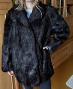 Naturalne futro z nutrii czarne damski płaszcz