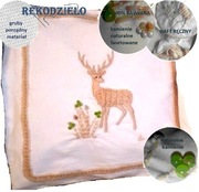 Poszewka dekoracyjna ozdobna haft na poduszkę jasiek boho beżowa ręcznie