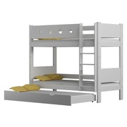 Białe Łóżko piętrowe LEO 190x90 + SZUFLADA na dodatkowe spanie