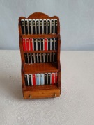 Stara drewniana miniaturka biblioteczki z książkami - Dollhouse