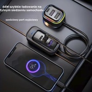 Podwójna ładowarka USB z kablem 6 portów 66W