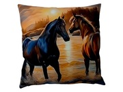 Poduszka dekoracyjna z motywem koni – 45x45 cm