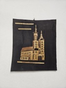 Stary obraz rękodzieło ze słomy Kościół Mariacki Bazylika w Krakowie 