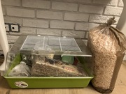 Duża klatka dla chomika lub innego gryzonia z akcesoriami i jedzonkiem