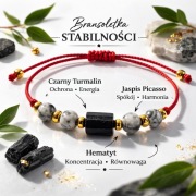 Bransoletka ochronna „Stabilności” – turmalin, hematyt, jaspis Picasso