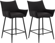 Hoker Krzesło barowe 2szt antracyt Skórzany, stołki barowe, hokery