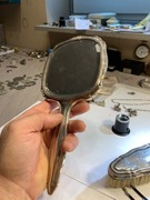 Piękne srebrne kryształowe lustro ze szczotka 